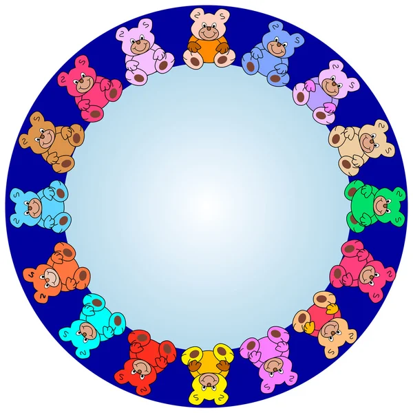 Round border out of teddies — Stock Vector
