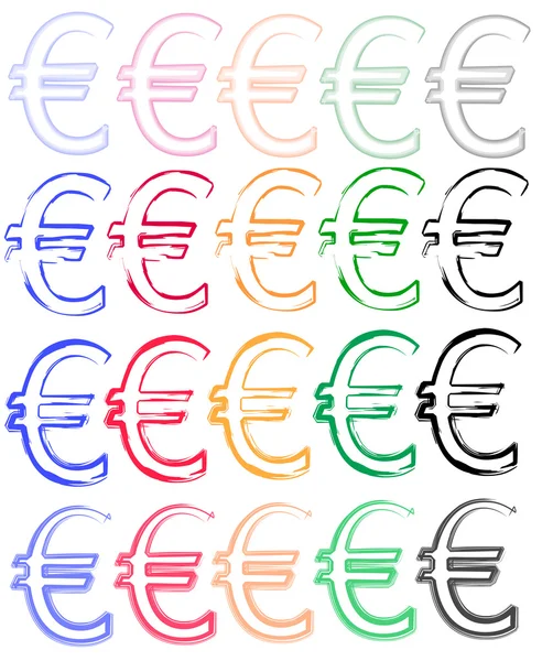 Euro signe dans différents styles — Image vectorielle