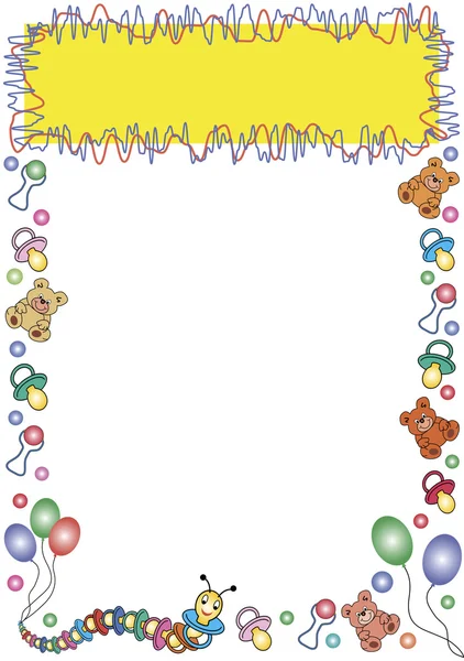 Toys border and yellow frame — Stock Vector