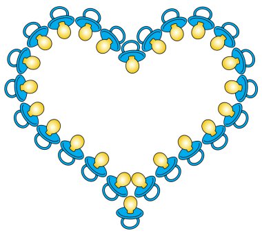 Heart of blue baby soothers clipart