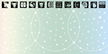Signs of the zodiac horizontal card clipart