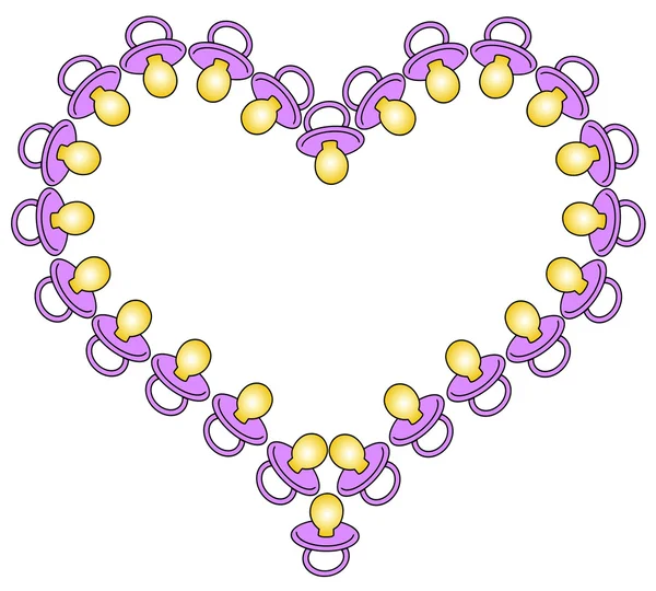 Coeur de sucette bébé rose — Image vectorielle