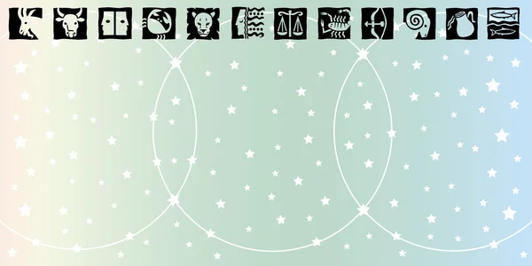 Signos de la tarjeta horizontal del zodíaco — Archivo Imágenes Vectoriales