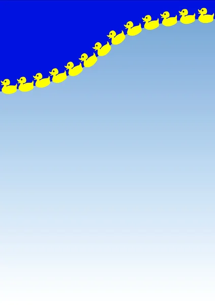 Лінія жовтих маленьких качок — стоковий вектор
