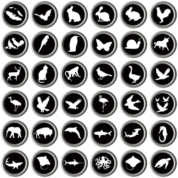 Metallic buttons with animals — Stock Vector