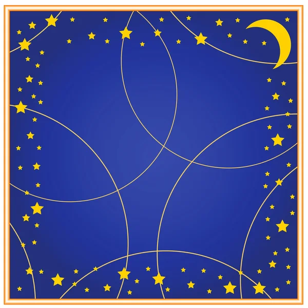 Blå bakgrunn med gylne grenser og stjerner – stockvektor