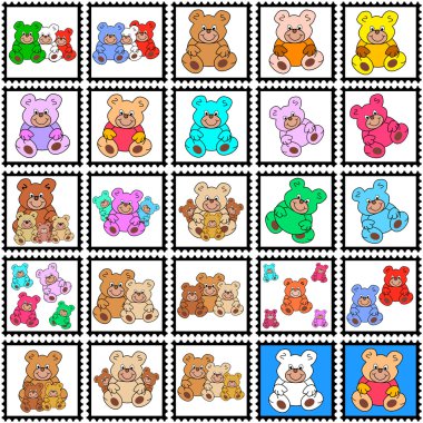 Stamps with teddies clipart