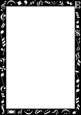 Black border with music signs clipart