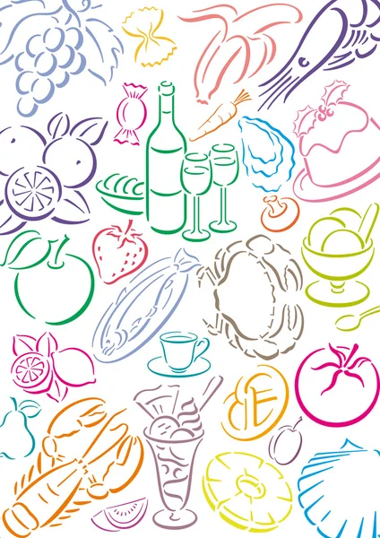 Contexte avec des symboles alimentaires — Image vectorielle