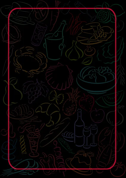 食品のシンボルと黒の背景 — ストック写真