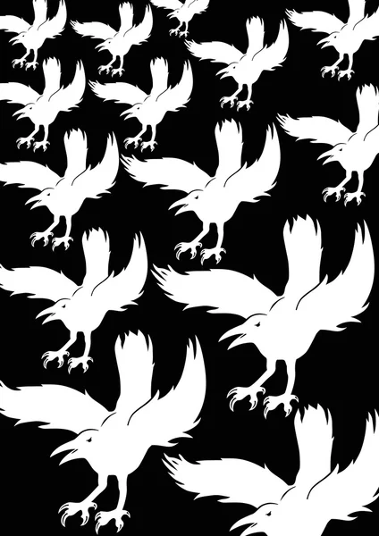 Fondo nero con corvi bianchi — Foto Stock