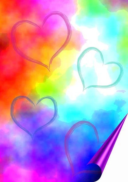 Aquarell background with painted hearts — Stock Photo, Image