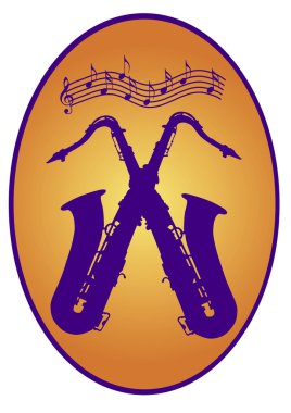 Two saxophones crossed clipart