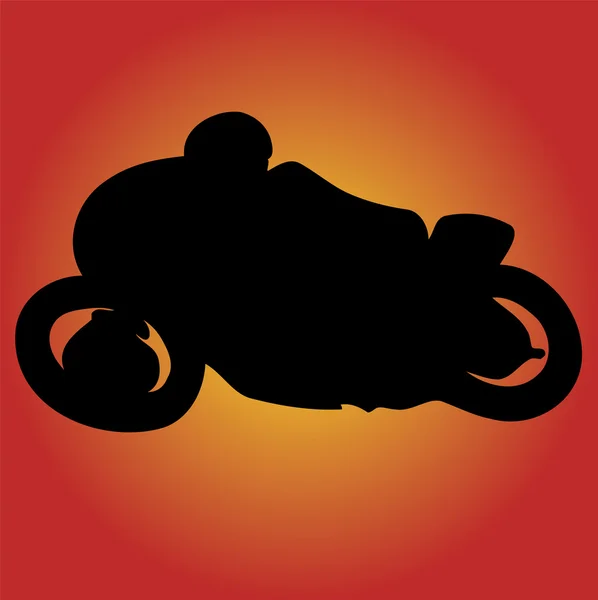 Motociclista sobre fondo rojo degradado naranja — Vector de stock