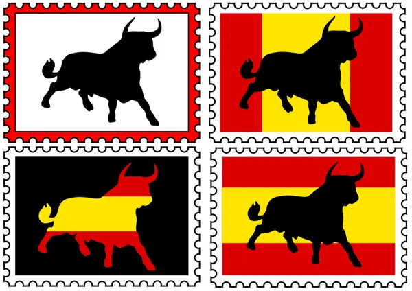 Stamps with bulls — Stock Vector