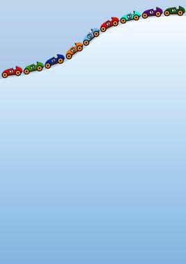 Cars in the top on blue background clipart
