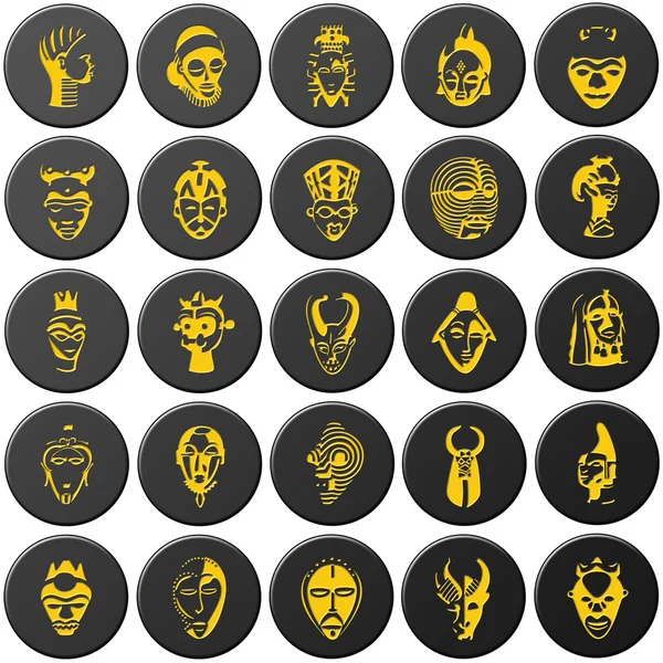Buttons with african masks — Stock Photo, Image