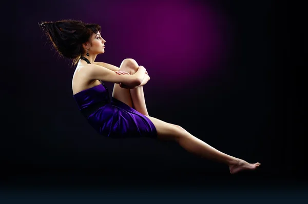 Beautiful lady and zero gravity — Stock Photo, Image