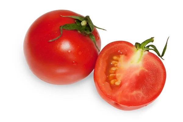 Frische Tomaten, ganz und geschnitten — Stockfoto