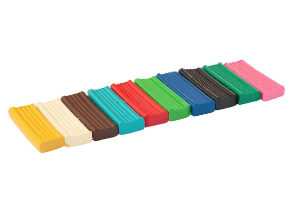 Ряд кольорових пластикових цеглин — стокове фото