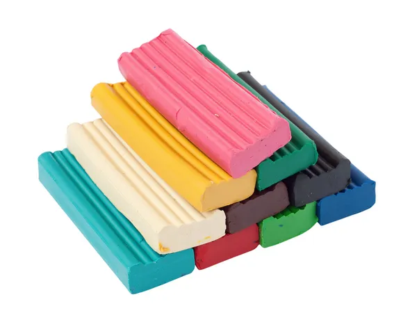 Pile of colored plasticine bricks — Stock Photo, Image