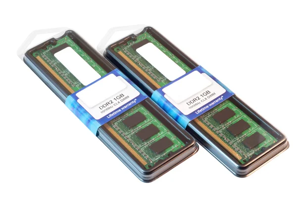 Dos módulos de memoria DDR2 en el paquete — Foto de Stock