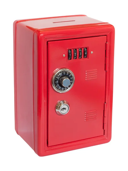 Caja de dinero roja caja fuerte —  Fotos de Stock