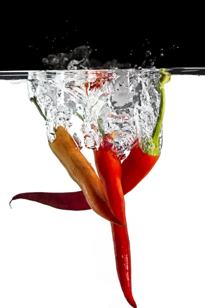 Red chilli in water — Stock Photo, Image