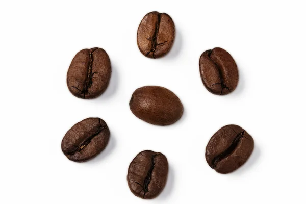 Kávová zrna od shora — Stock fotografie