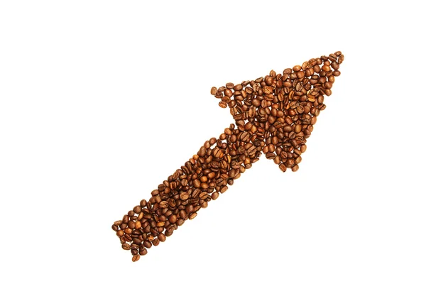 コーヒー豆の矢印 — ストック写真