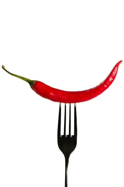 Chili on a fork — Stock Photo, Image