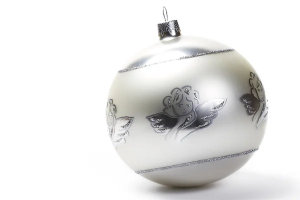 Bola de Natal maçante branca com pintura de anjo — Fotografia de Stock