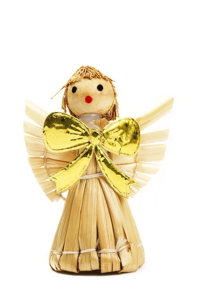 Солом'яний різдвяний ангел фігурка — стокове фото
