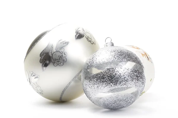 Três bolas de Natal brancas — Fotografia de Stock