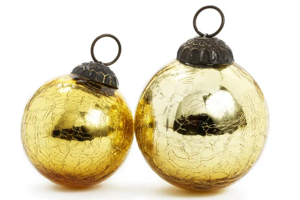Duas bolas de Natal douradas vintage — Fotografia de Stock