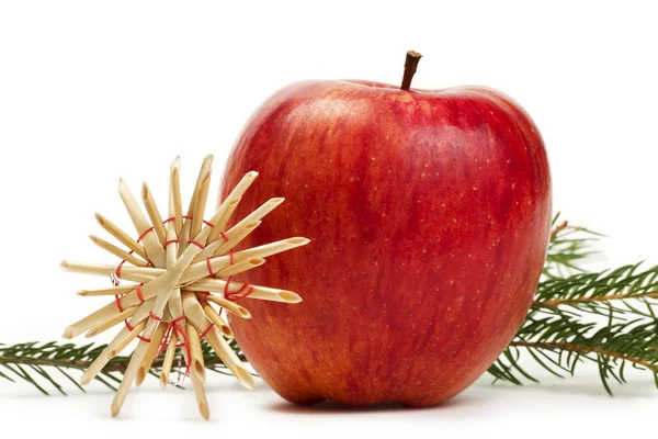 Apple straw star and a branch — Stock Photo, Image