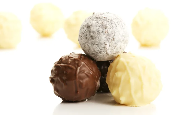Stack of different truffle pralines — Stock Photo, Image
