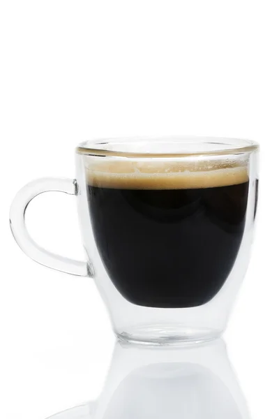Espressokaffe i en glaskopp — Stockfoto
