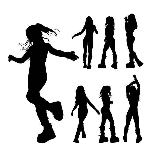 7 silhouettes of a girl — Stock Photo, Image