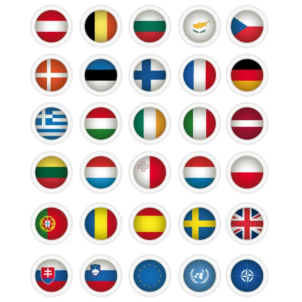 Iconos con banderas de la UE — Vector de stock
