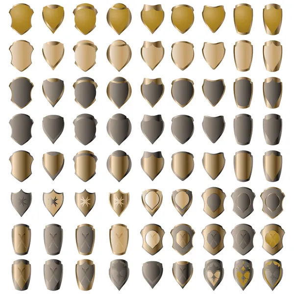 Collection de boucliers isolés sur blanc — Image vectorielle