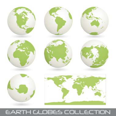 Collection of earth glob, white-green clipart