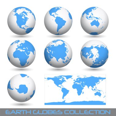 Earth globes, white-blue clipart