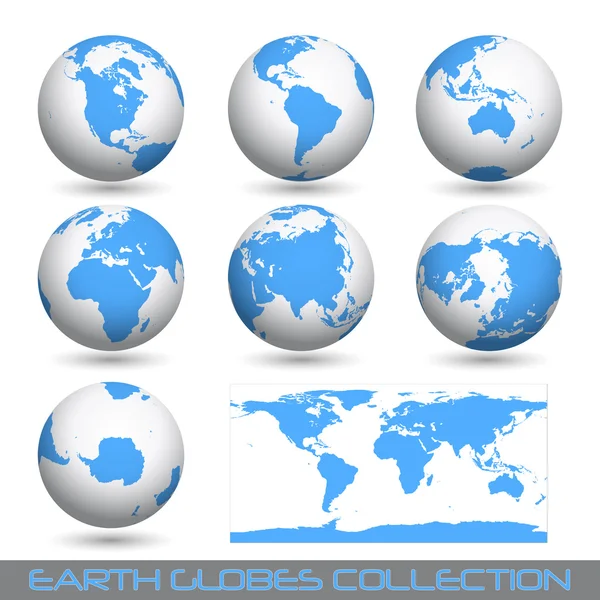Aarde globes, wit-blauw — Stockvector