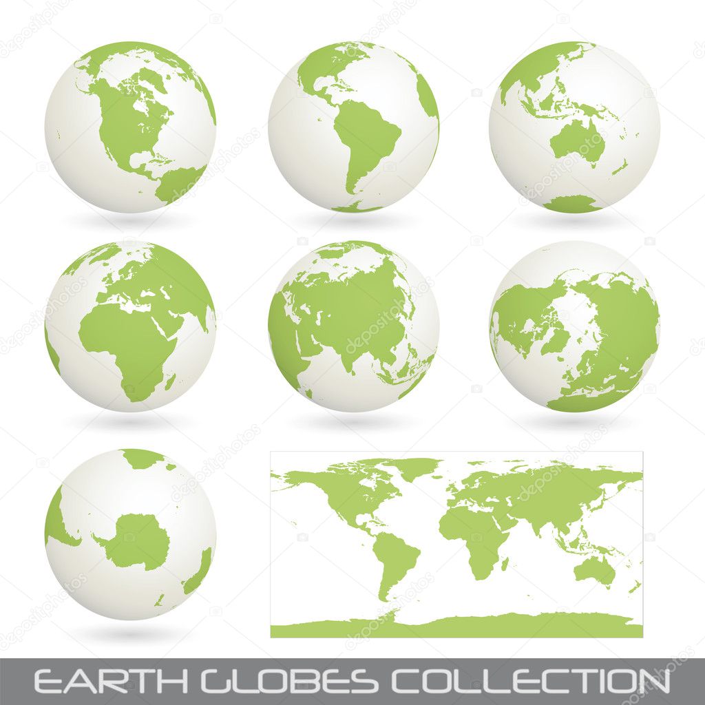 Collection of earth glob, white-green