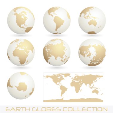 Earth globes colection, white - cream clipart