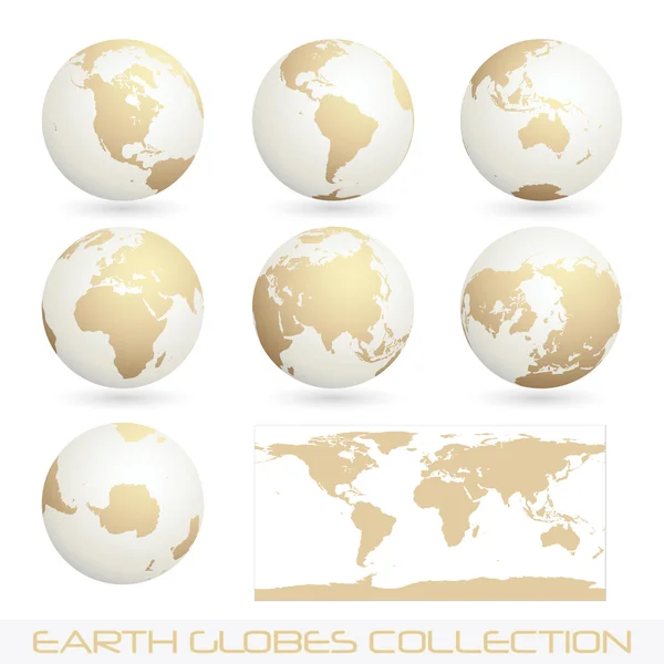 Kolekcja Globy ziemi, biały - krem — Wektor stockowy