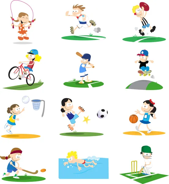 Collection of Sporty Cartoon Characters — Stock Vector