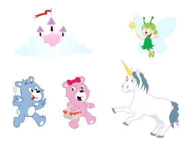 Collection of characters, girls theme. clipart