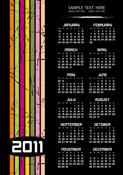 Retro kalendarz 2011 — Wektor stockowy